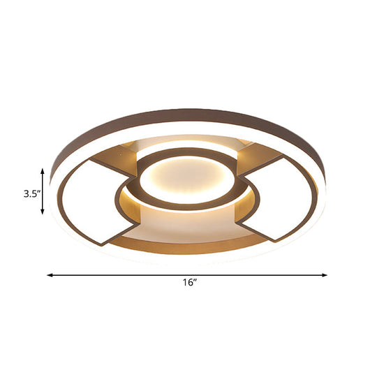 Contemporary Round Flush Mount Led Ceiling Light Fixture - 16’/19.5’ Diameter Warm/White For Bedroom