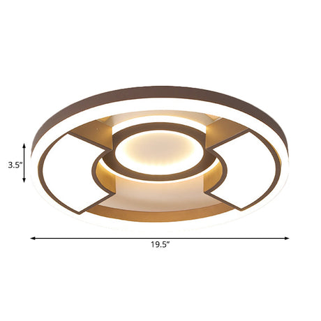 Contemporary Round Flush Mount Led Ceiling Light Fixture - 16’/19.5’ Diameter Warm/White For Bedroom