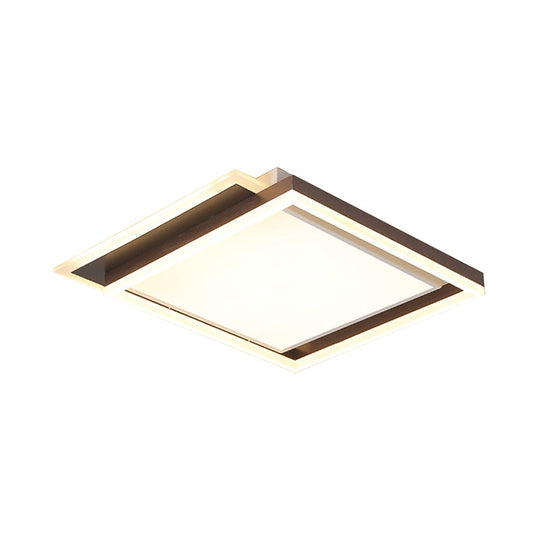 Modern Acrylic Brown Led Flush Light For Bedroom Ceiling - 16/19.5/35.5 Width In Warm/White