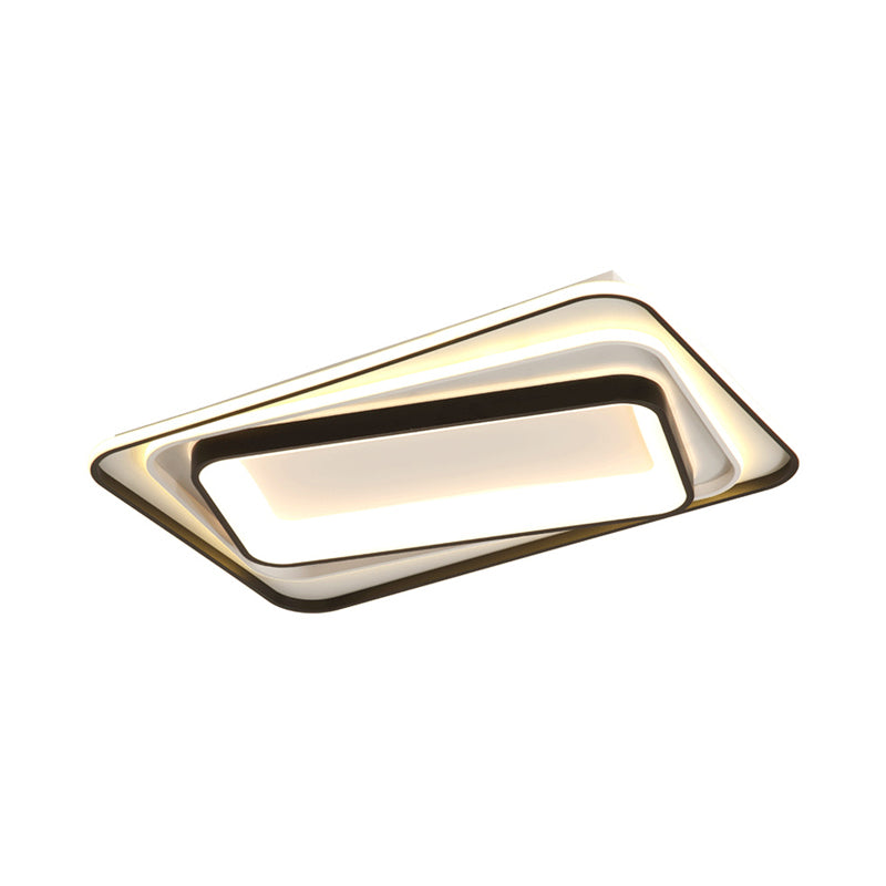 Simple Black Flush Mount Acrylic Ceiling Light For Bedroom - Rectangular/Square 19.5/35.5 Wide