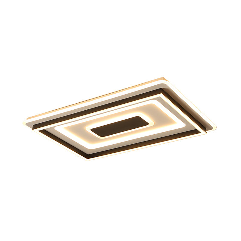 18’/21.5’/35.5’ Wide Led Flush Mount Light - Black Square/Rectangular Fixture For Living Room