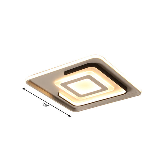 Modern Acrylic Rectangular Led Ceiling Lamp For Living Room - Warm/White Light 18/21.5/35.5 Wide