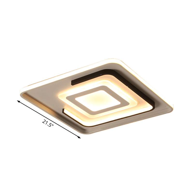 Modern Acrylic Rectangular Led Ceiling Lamp For Living Room - Warm/White Light 18/21.5/35.5 Wide