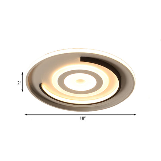 Round Led Acrylic Flush Mount Ceiling Lamp - 18’/21.5’ Diameter Warm/White Light Contemporary