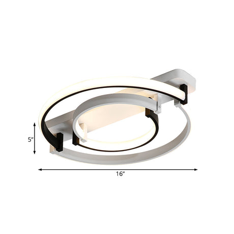 Sleek Acrylic Led Bedroom Ceiling Lamp In Warm/White Light - Black/White Flush Mount Various Sizes