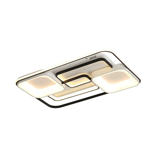 Modern Led Flush Ceiling Light In White Acrylic - Round/Square/Rectangular Shape Warm/White Mounted