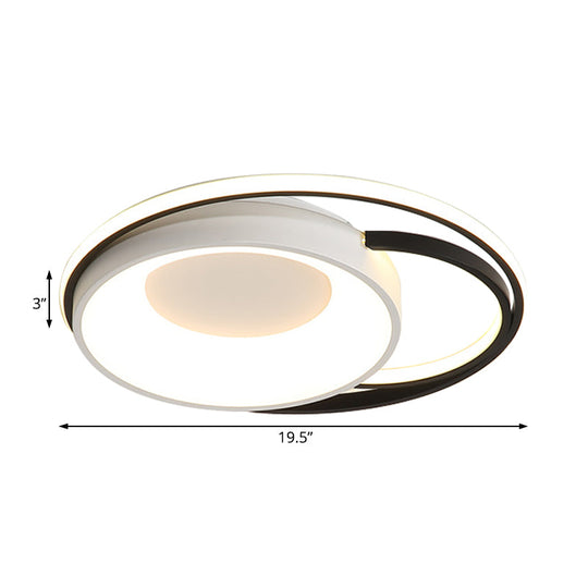 Modern Led Flush Ceiling Light In White Acrylic - Round/Square/Rectangular Shape Warm/White Mounted
