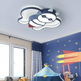 Kids Bee Design Led Ceiling Lamp - Blue Flush Mount Lighting For Childrens Room Acrylic Warm/White