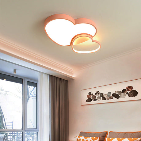 Contemporary Loving Heart Flush Light: Acrylic Led Children Room Lamp - Pink/White 13/16.5 Pink / 13