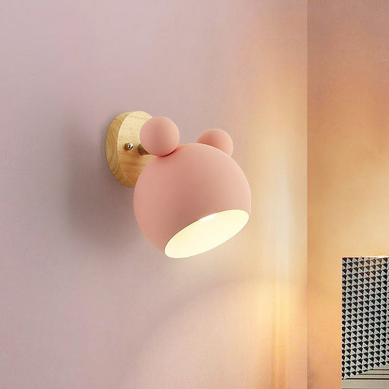 Minimalistic Metallic Bear Head Bedroom Wall Sconce Light