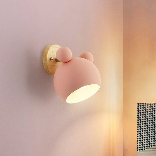 Minimalistic Metallic Bear Head Bedroom Wall Sconce Light