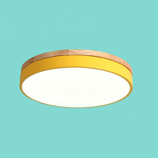 Sleek Led Circle Flush Mount Bedroom Lighting With Acrylic Shade Yellow / 12