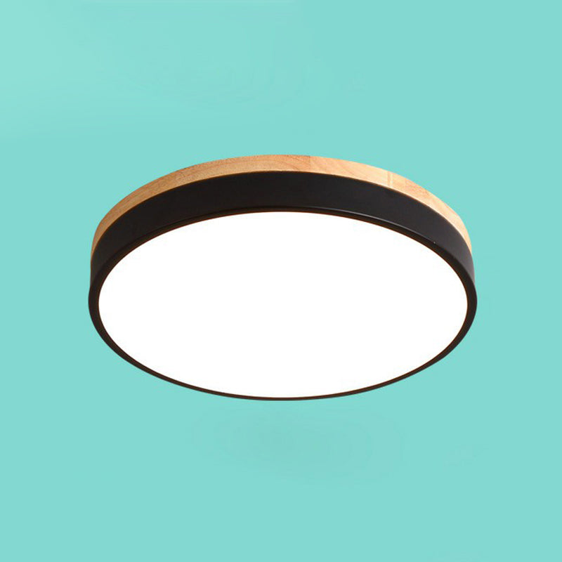 Sleek Led Circle Flush Mount Bedroom Lighting With Acrylic Shade Black / 12