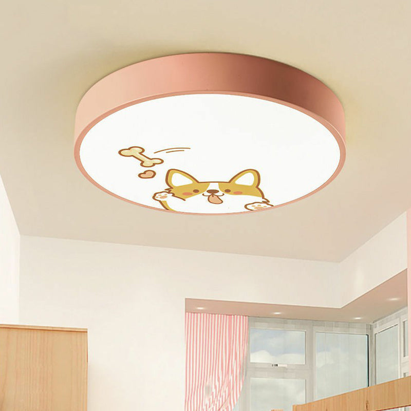 Fun Cartoon Pattern Led Flush Mount Ceiling Light For Kids Bedrooms Pink / Small White