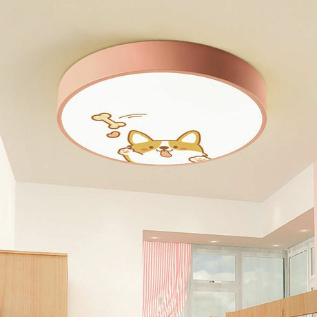 Fun Cartoon Pattern Led Flush Mount Ceiling Light For Kids’ Bedrooms Pink / Small White