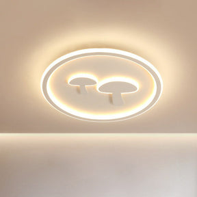 Colorful Led Flush Mount For Kids Bedroom - Acrylic Mushroom & Circle Shape Ceiling Light Fixture