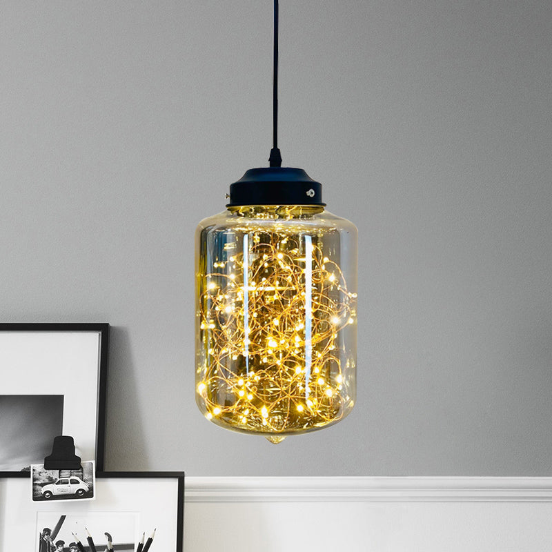 Sleek Geometric Led Pendant Light With Clear Glass Shade Ideal For Bedroom Ambiance And Starry