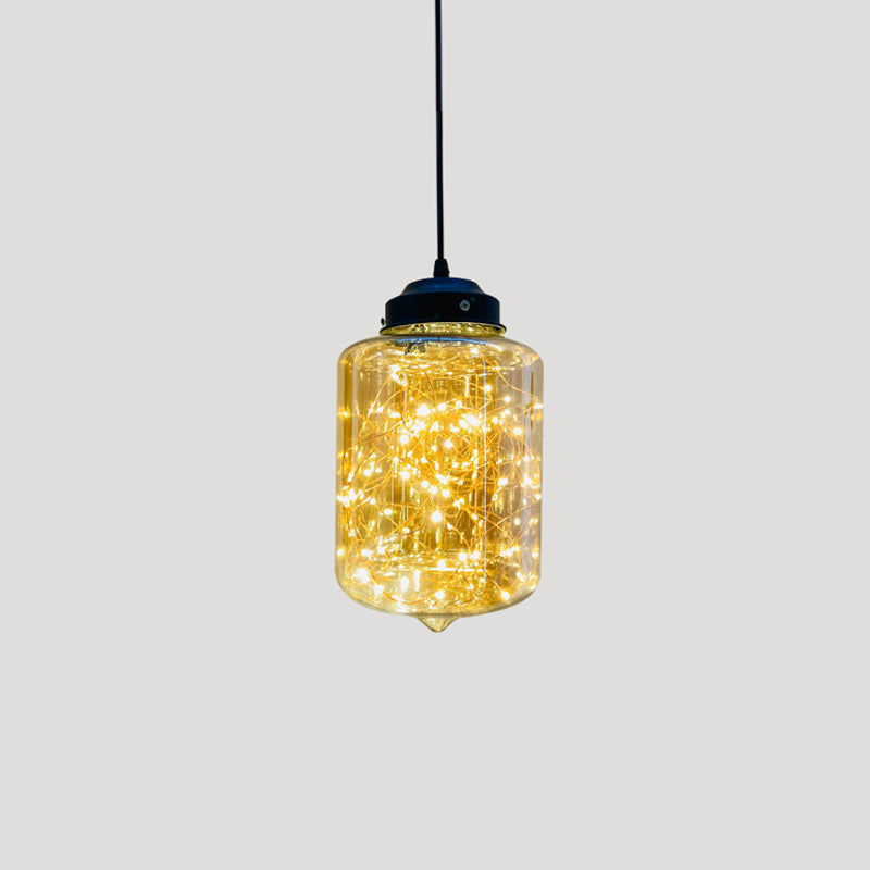 Sleek Geometric Led Pendant Light With Clear Glass Shade Ideal For Bedroom Ambiance And Starry