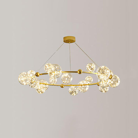 Modern Led Chandelier Pendant Light With Ball Shaped Clear Glass Gold; Perfect For Dining Rooms 18 /