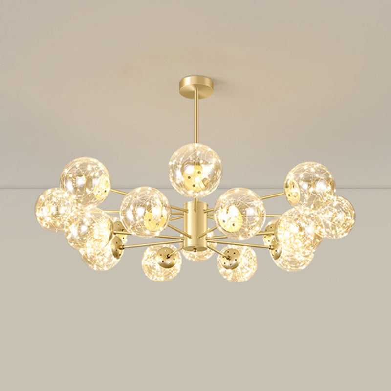 Modern Metallic Globe Led Chandelier Light In Gold