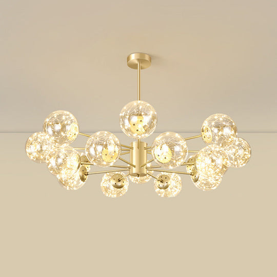 Modern Metallic Globe Led Chandelier Light In Gold
