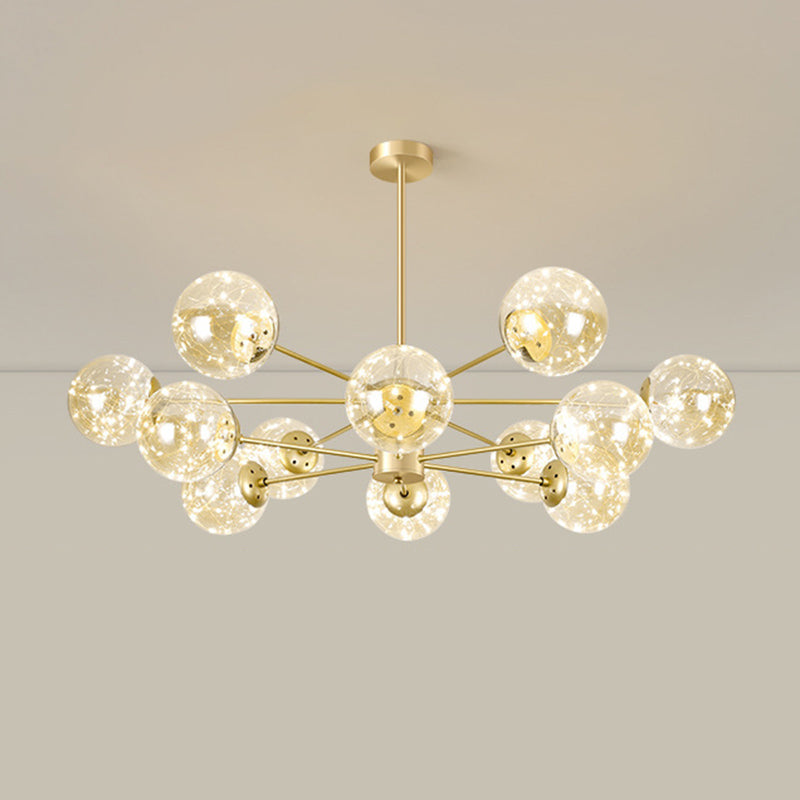 Modern Metallic Globe Led Chandelier Light In Gold
