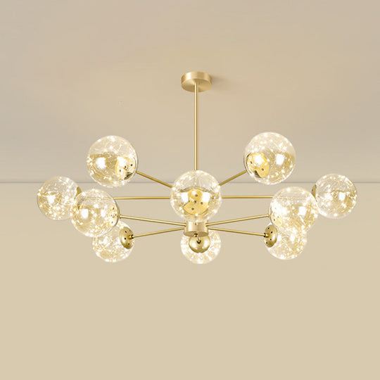 Modern Metallic Globe Led Chandelier Light In Gold