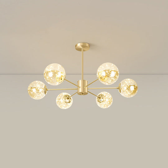 Modern Metallic Globe Led Chandelier Light In Gold