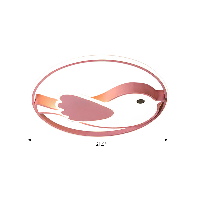 Cartoon Led Flush Mount Lamp: Pink Acrylic Shade Bedroom Lighting - 18’/21.5’ Diameter