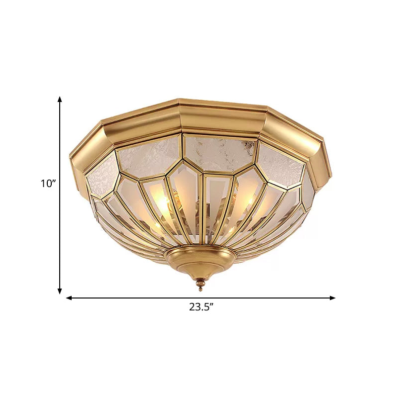 Classic Gold Bedroom Flush Mount Lamp With Frosted Glass Shade And Multiple Lights (18’/21’/23.5’)