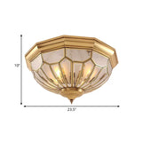 Classic Gold Bedroom Flush Mount Lamp With Frosted Glass Shade And Multiple Lights (18’/21’/23.5’)