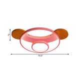 16/19.5 Bear Shaped Ceiling Light For Kids Bedroom - Led Silicone Flush Mount Lamp In Blue/Pink
