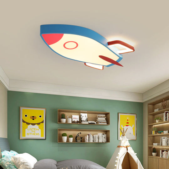 Cartoon Style Blue Led Ceiling Light With Flush Mount - Perfect For Bedroom And Warm/White Options