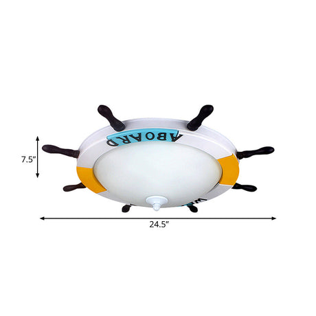 Nautical Style Led Living Room Flush Ceiling Light With Acrylic Shade - White Mount Lighting