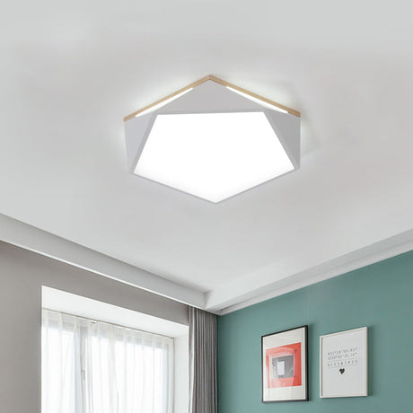 Pentagon Led Flush Mount Lamp In Acrylic White/Blue/Green - 12.5/16.5/20.5 Wide