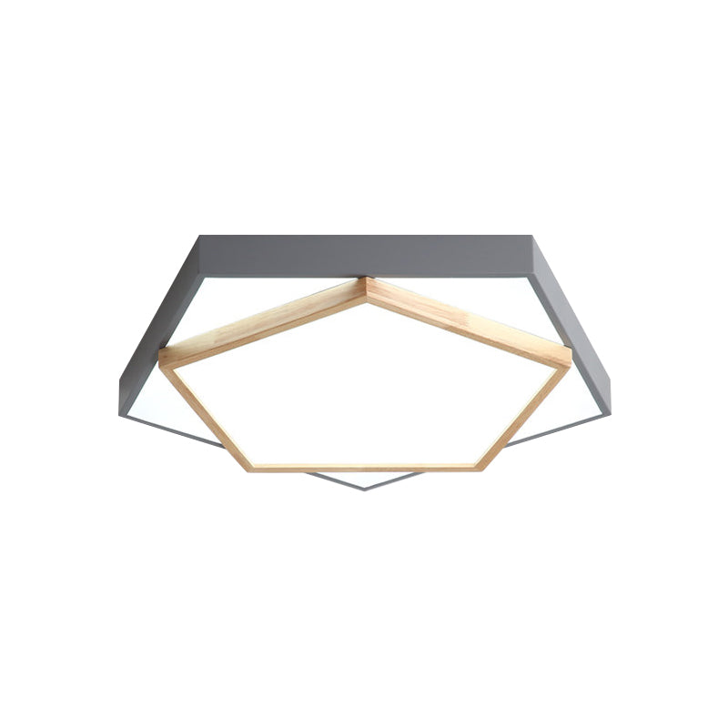 Pentagon Led Flush Mount Lamp In Acrylic Grey/White - 3 Color Options And Sizes Available