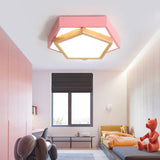 Pentagon Macaron Acrylic Led Flush Mount Lamp In White/Warm/Natural Light - Sizes 14’/18’/21.5