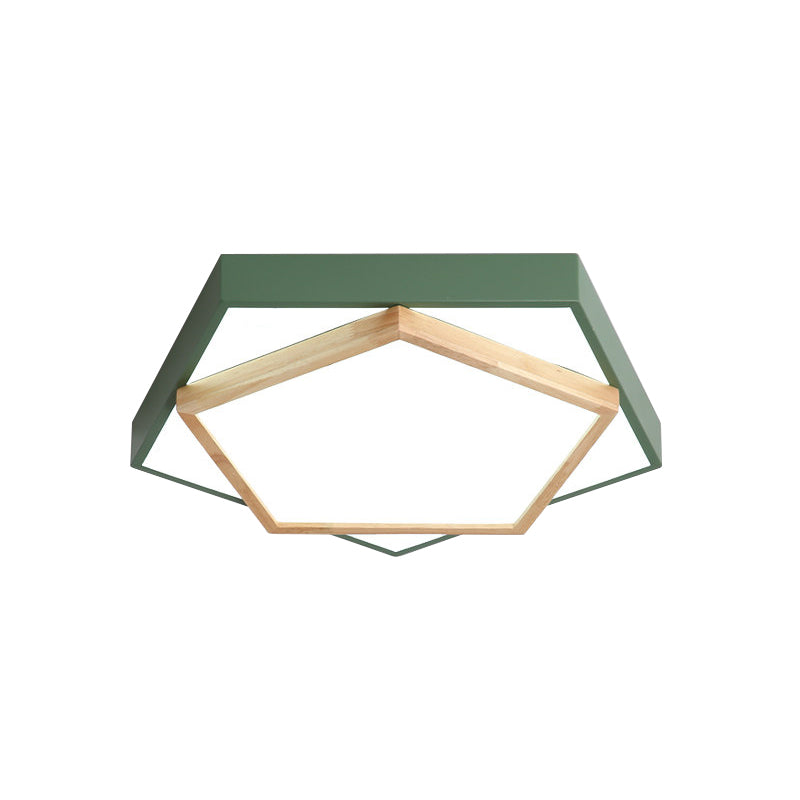 Pentagon Macaron Acrylic Led Flush Mount Lamp In White/Warm/Natural Light - Sizes 14/18/21.5