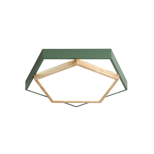 Pentagon Macaron Acrylic Led Flush Mount Lamp In White/Warm/Natural Light - Sizes 14/18/21.5