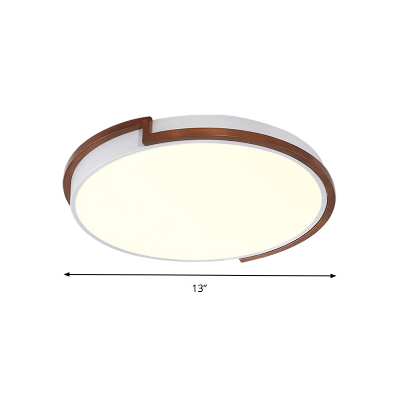 Modern Circle Flush Mount Macaron Metal Led Lamp White/Green With Acrylic Diffuser For Living Room