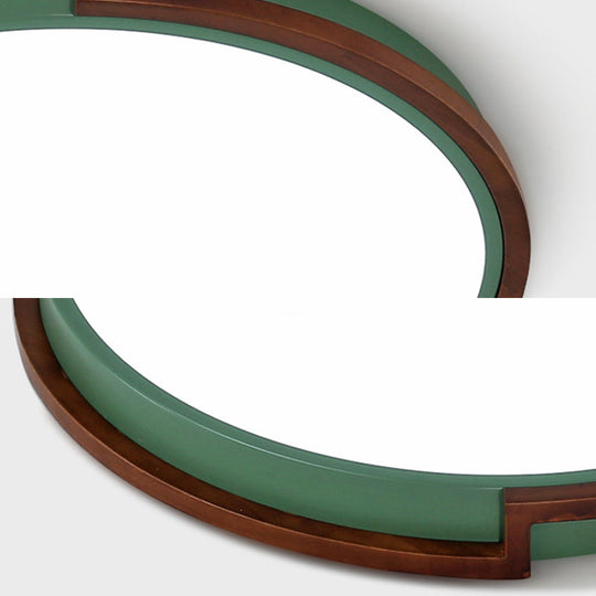 Modern Circle Flush Mount Macaron Metal Led Lamp White/Green With Acrylic Diffuser For Living Room