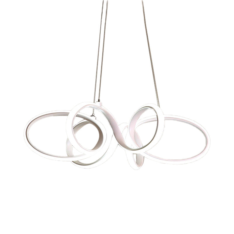 Modern White Curve Chandelier Led Pendant Light Fixture For Bedroom