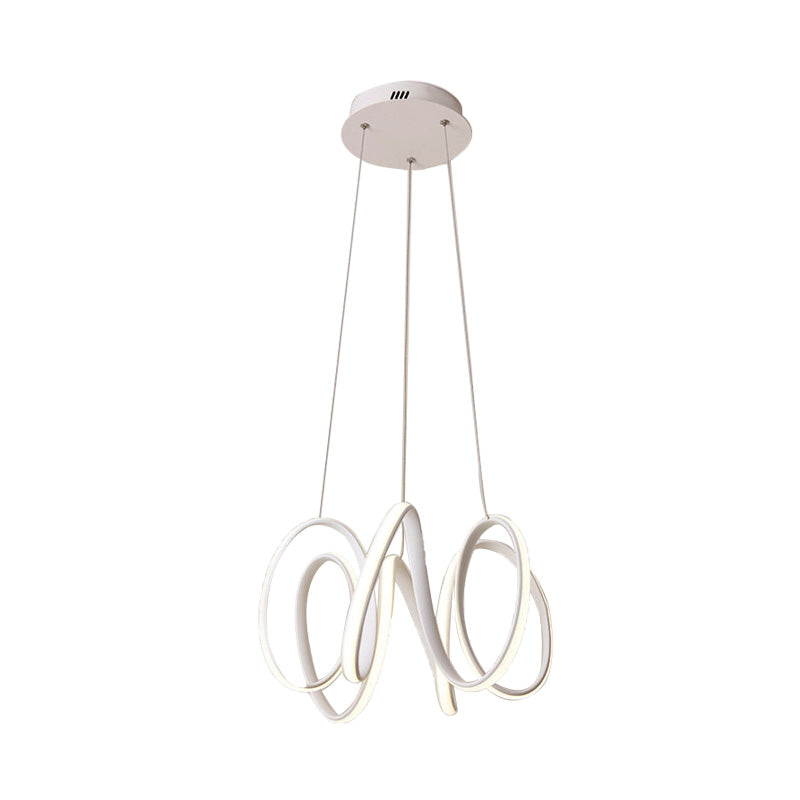 Led Chandelier Light Fixture: Modern Minimalist Design With White Acrylic Shade And White/Warm For