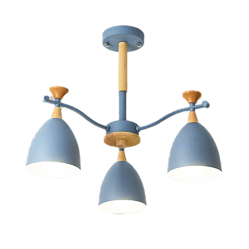 Contemporary Cone Chandelier Pendant Light - Metal 3/6/8 Lights Grey/White/Green Bedroom Lighting