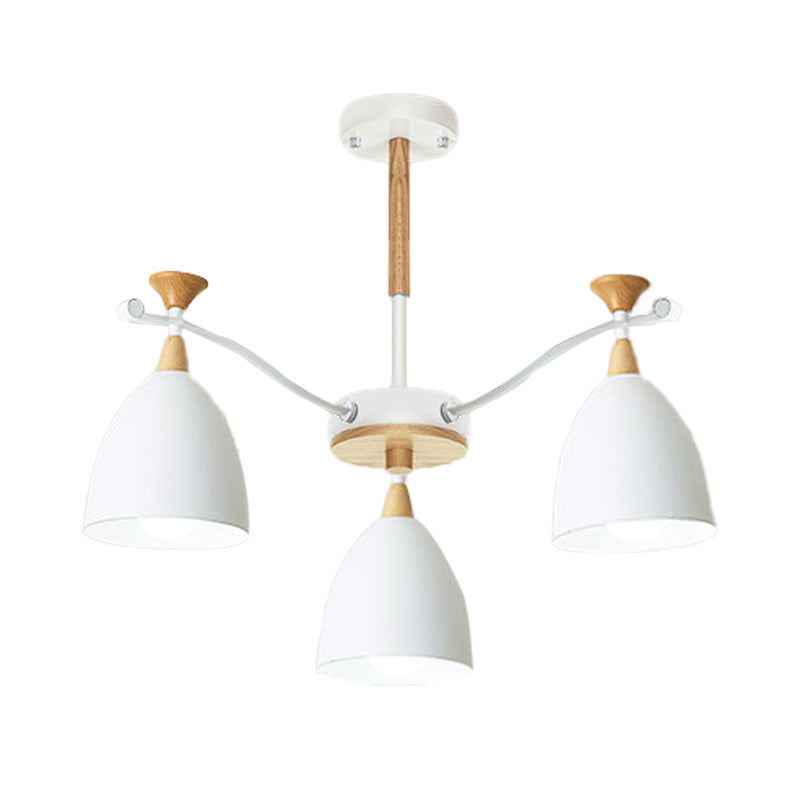 Contemporary Cone Chandelier Pendant Light - Metal 3/6/8 Lights Grey/White/Green Bedroom Lighting