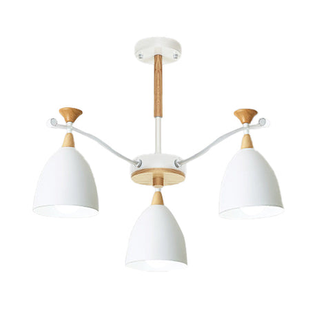 Contemporary Cone Chandelier Pendant Light - Metal 3/6/8 Lights Grey/White/Green Bedroom Lighting
