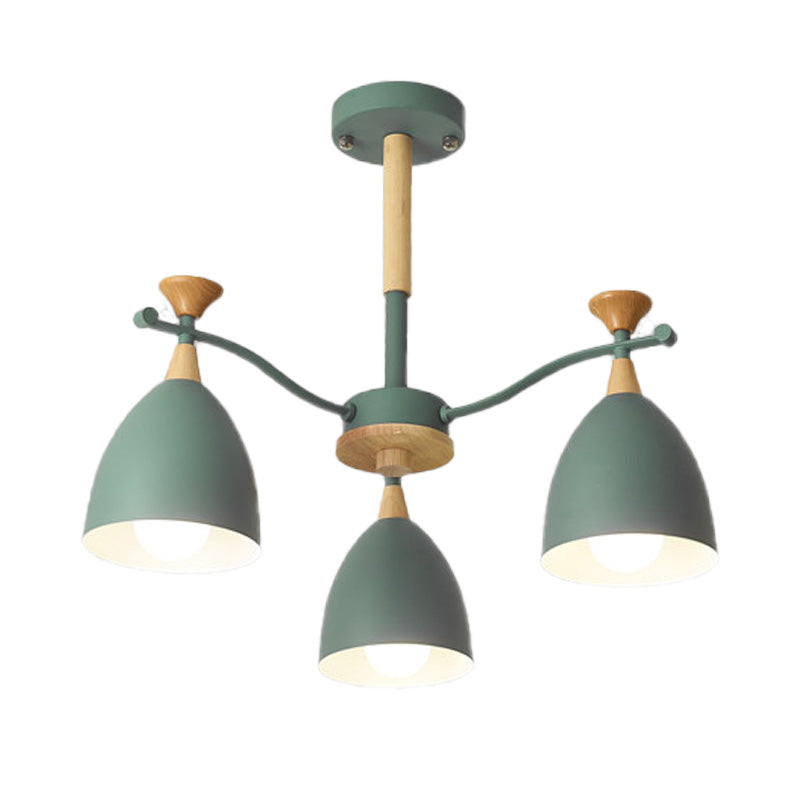Contemporary Cone Chandelier Pendant Light - Metal 3/6/8 Lights Grey/White/Green Bedroom Lighting