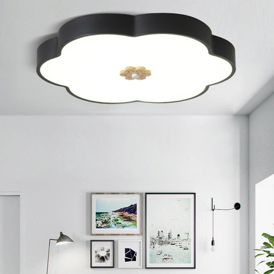 12’/16’ Modern Flower Flush Mount Ceiling Light With Acrylic Diffuser - Metal Led Black/White
