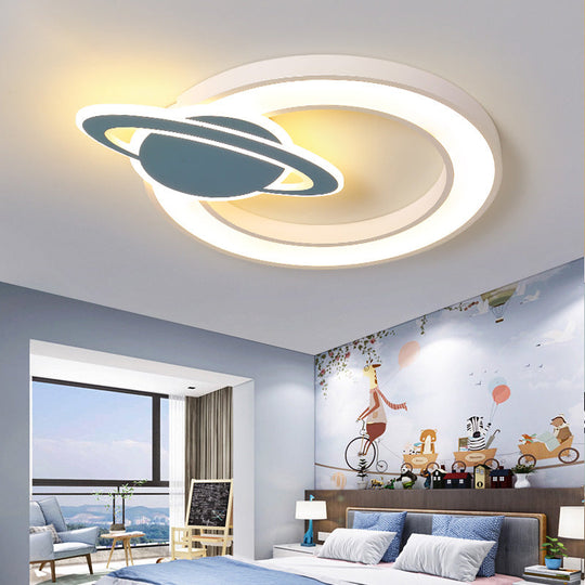Nordic Style Acrylic Planet Shade Flush Pendant Light For Children’s Room - Led Ceiling Mounted