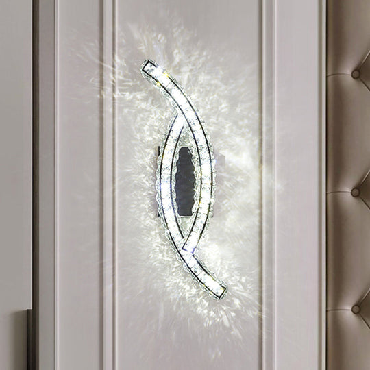 Modern Leaf Wall Light: Crystal Living Room Led Lamp Stainless-Steel Mount